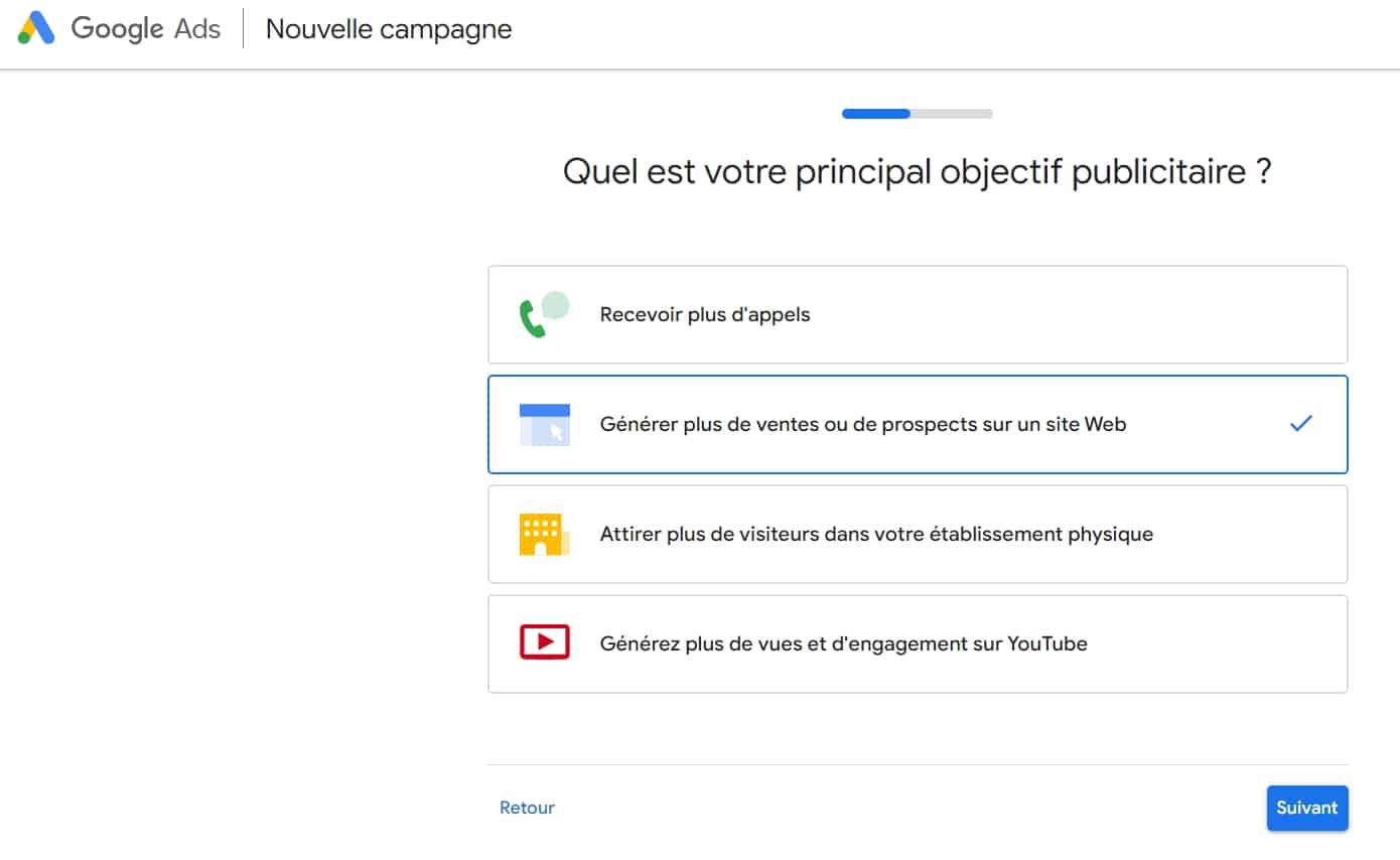 objectif campagne Google Ads